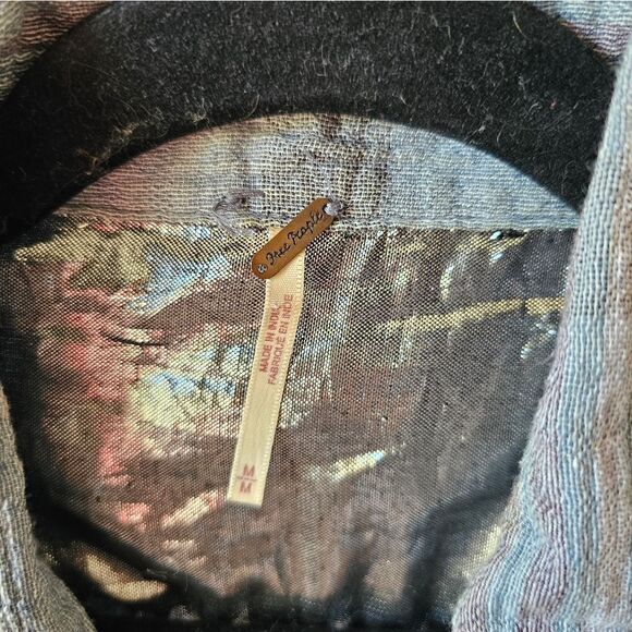 Free People Cutie Purple And Blue Plaid Button Down Shirt Medium - Picture 7 of 10